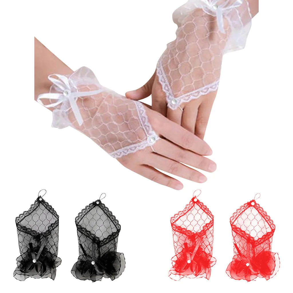 

Yummy Bee Lace Gloves Fingerless Fancy Dress Hen Party Women Short Prom 7.11