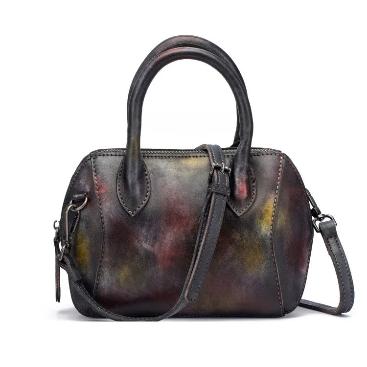 

ICEV 2019 new retro small genuine leather women handbag over shoulder designer clutch top handle bag cowhide shell crossbody bag