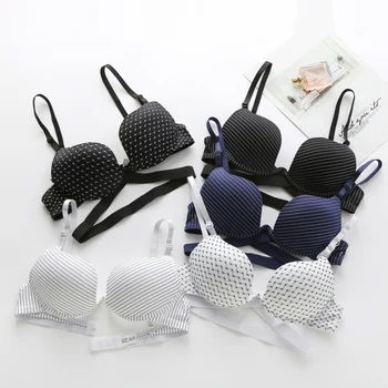 

Sexy Seamless Bras Gathered Underwear Women One-Piece Padded Push Up Bra Smooth Striped Lingerie