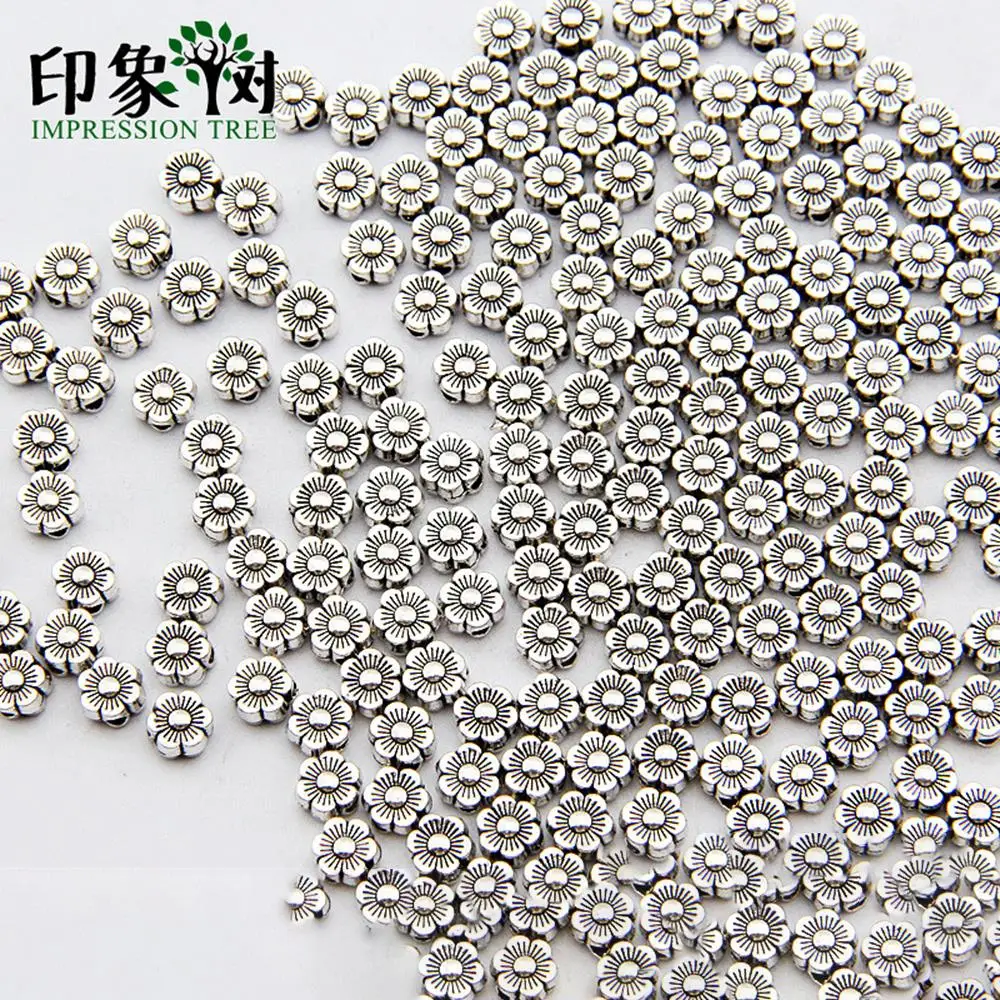 

50pcs/Lot 6MM Silver Tone Metal Beads Flower Shape Loose Spacer Beads For Jewelry Making Bracelet Accessories Handmade Craft 804