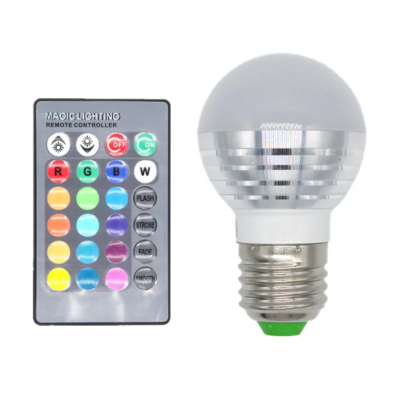 1Pc Multicolors RGB Christmas Decor Atmosphere LED Night Light E27 5W 110V - 220V LED lamp Spotlight Bulb With IR Remote 12