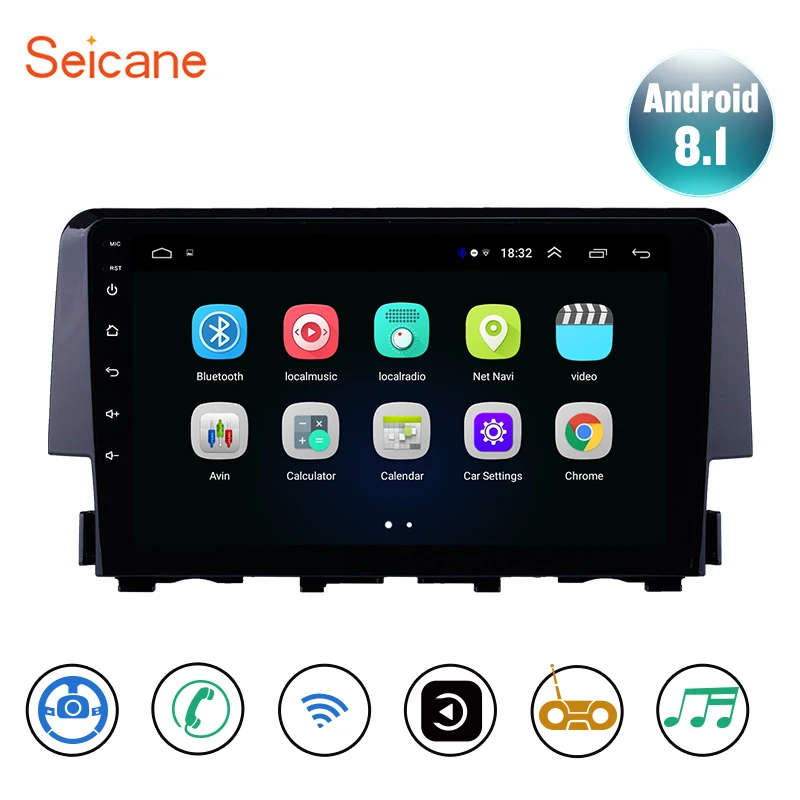 Seicane Android 8,1 2 DIN Автомобильный радио головное устройство плеер для Honda Civic gps навигация поддержка Carplay камера заднего вида SWC