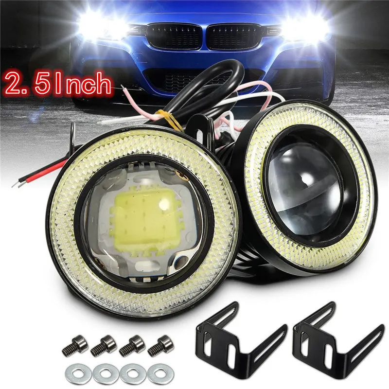 2Pcs 2 5 3 5 Inch Projector COB LED Car Fog Light Halo Angel Eyes Rings