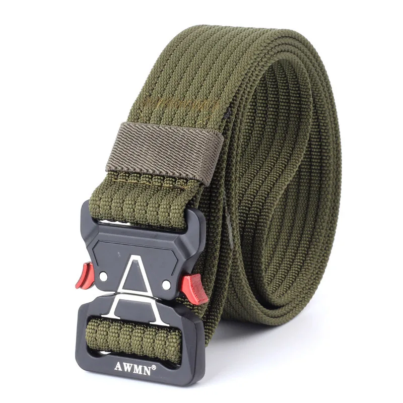 Army Green Belt Холщовый военный ремень мужские тактические дизайнерские ремни для джинсов брюки Повседневный нейлоновый черный длинный поясной ремень быстросъемный ремень Кобра - Цвет: Army Green Belt