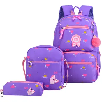 

3pcs/sets Children School bags Cute fashion Princess school Backpack Girl satchel waterproof schoolbag kids mochila infantil