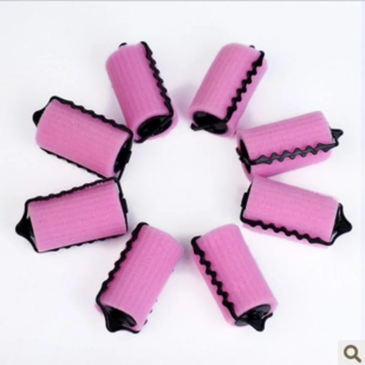 Розовый губчатый Валик Черный пластик DIY Пена бигуди для женщин Hairwear