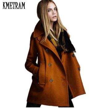 

2020 new women's fashion slim medium long trench coat Europe and America autumn winter double breasted wool coat hot sell M0081