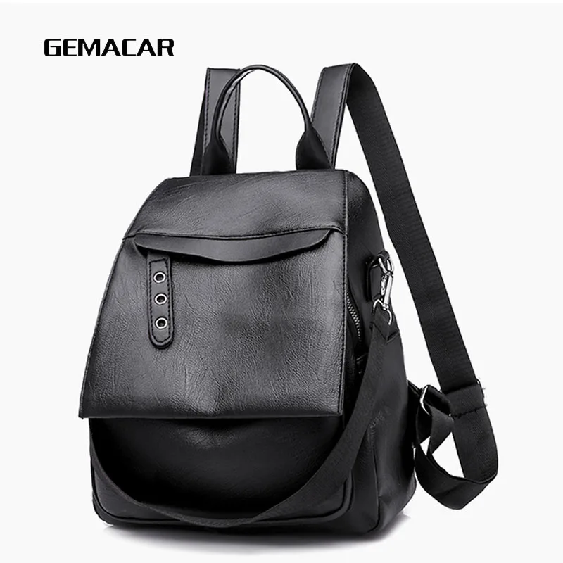 

Pu Leather High Quality Female Backpack Fashion Plain School Bags For Teenager Girls Casual Women Backpacks
