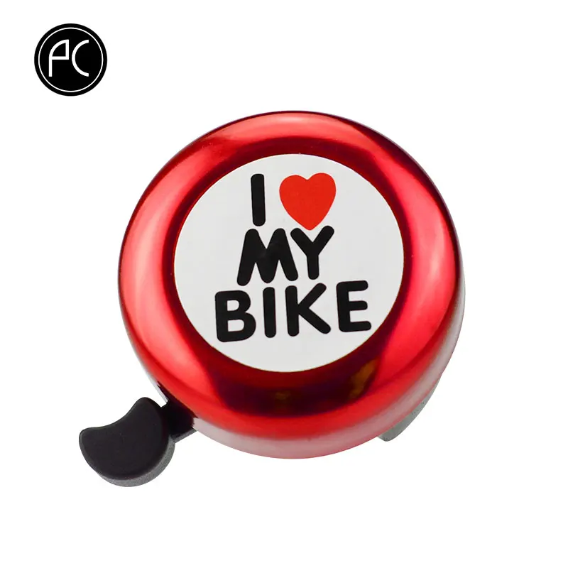 PCycling велосипедный Звонок I Love My Bike Печатный чистый звук алюминиевый сплав MTB дорожный сигнализация для велосипеда Предупреждение мини кольцо колокольчик для детей - Цвет: RED