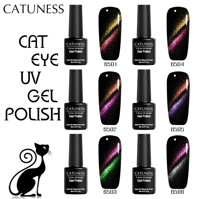 

CATUNESS 8ml Magnetic Cat Eyes Magnet Chameleon Colors Gel Nail Polish UV LED Soak Off Top and Base Starry Sky Varnish 5D