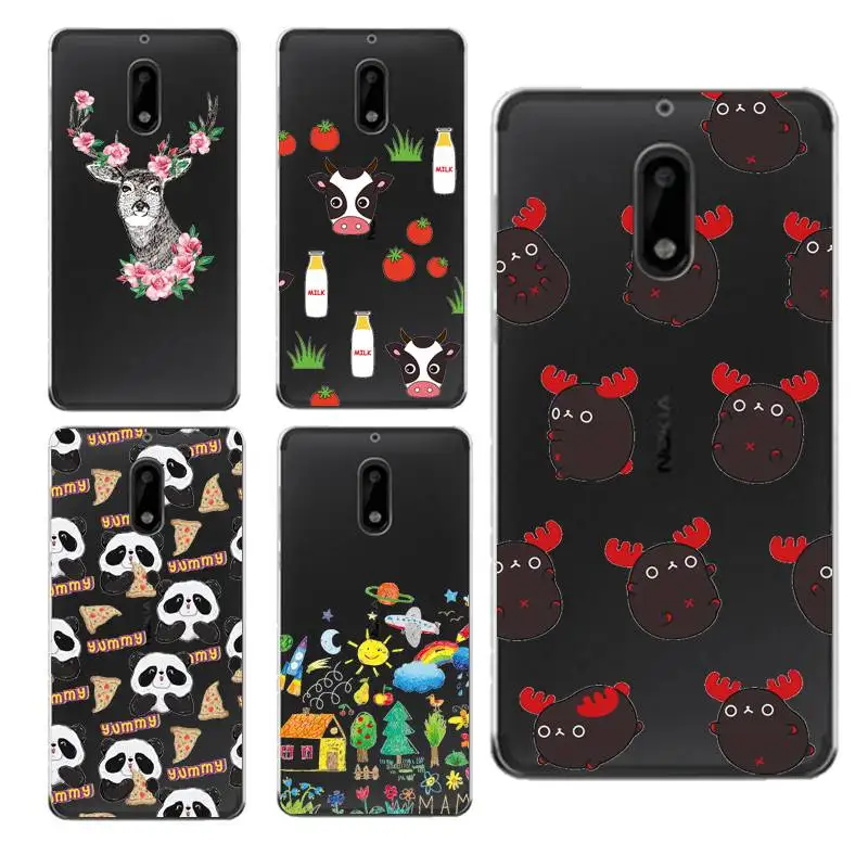 Panda Coque Soft Clear TPU Phone Case For Nokia3 5 6 8 N540 N640 N535 N830 Fundas Cow Silicone Printed Cute Cover Free Shipping | Мобильные