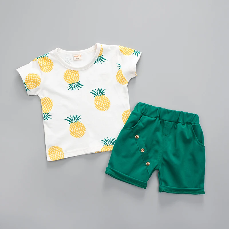 Комплекты одежды для маленьких мальчиков детская одежда летний спортивный костюм с коротким рукавом для мальчиков, спортивные костюмы костюм-ананас, детская одежда