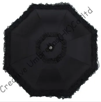 

Arched princess umbrellas,8k ribs,three fold black coating umbrellas,windproof,border lacing,pocket umbrellas,UV protect