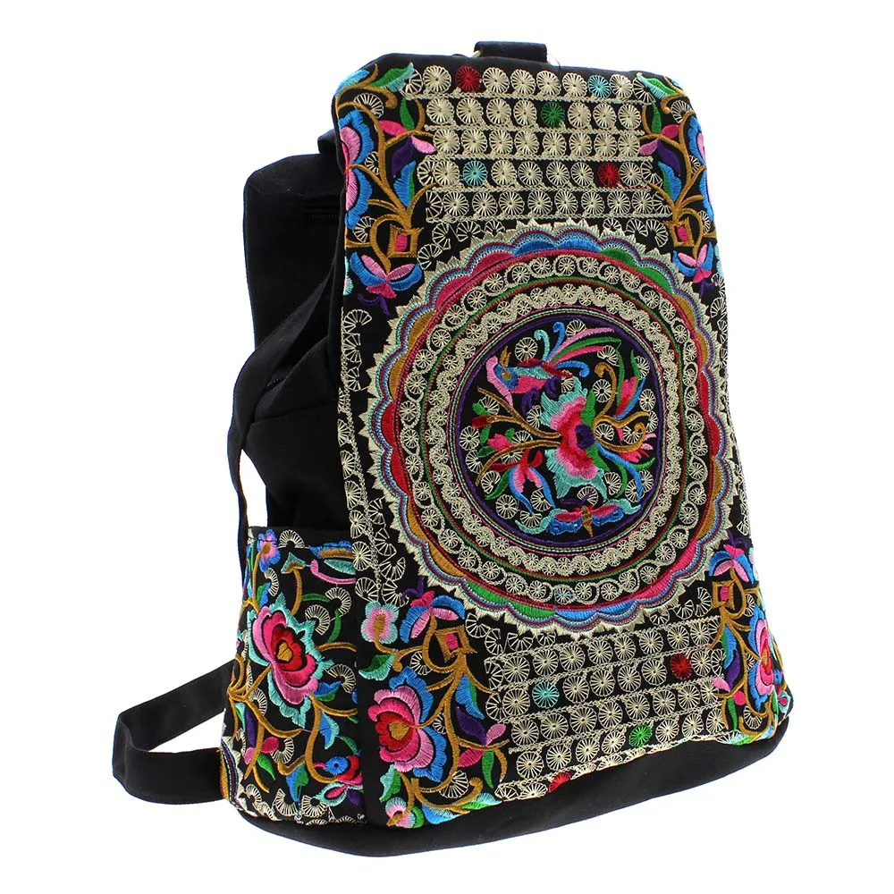 Китайская национальная Trend Племенной холст цветок Вышивка Этническая ручной рюкзак Сумки для подгузников