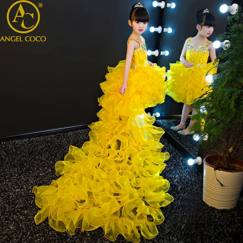 

Girls Children Evening Dresses For Girl Party Prom Gown Birthday Shows Piano Costumes Catwalk Robe Princesse Enfant Fille Elbise