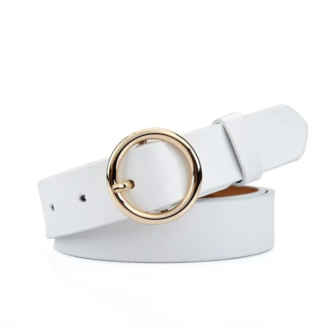New Design Fashion Women's Belts Genuine Leather Brand Straps Female Waistband gold Pin Buckle belt student Jeans cowskin lady white color
