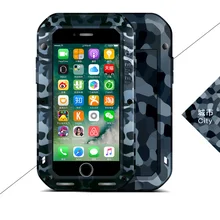Мощный камуфляжный чехол Love Mei для Apple iphone 7/iphone 7 plus, водонепроницаемый противоударный алюминиевый чехол с закаленным стеклом
