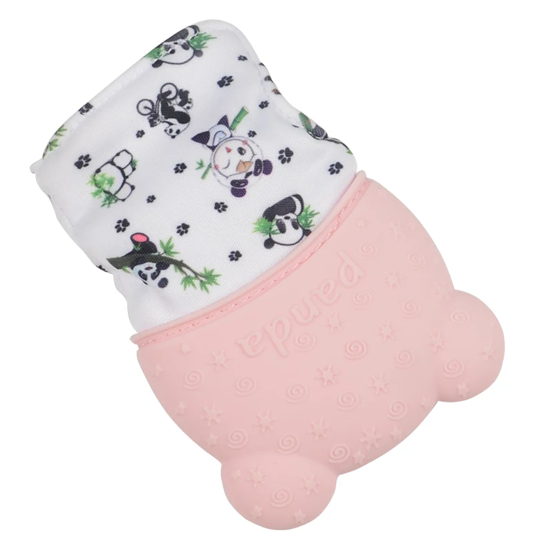 Силиконовые бусины, прорезыватель перчатки панда Новорожденные Прорезыватели для зубов товары для кормления варежки конфетная обертка звук Прорезыватель