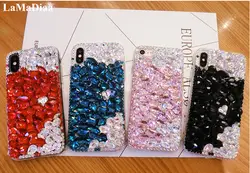 LaMaDiaa алмаза случае горный хрусталь Bling крышка Fundas Коке для iPhone X 10 6 6 s 6 Plus 7 8 плюс роскошные Алмаз Мягкие TPU чехол