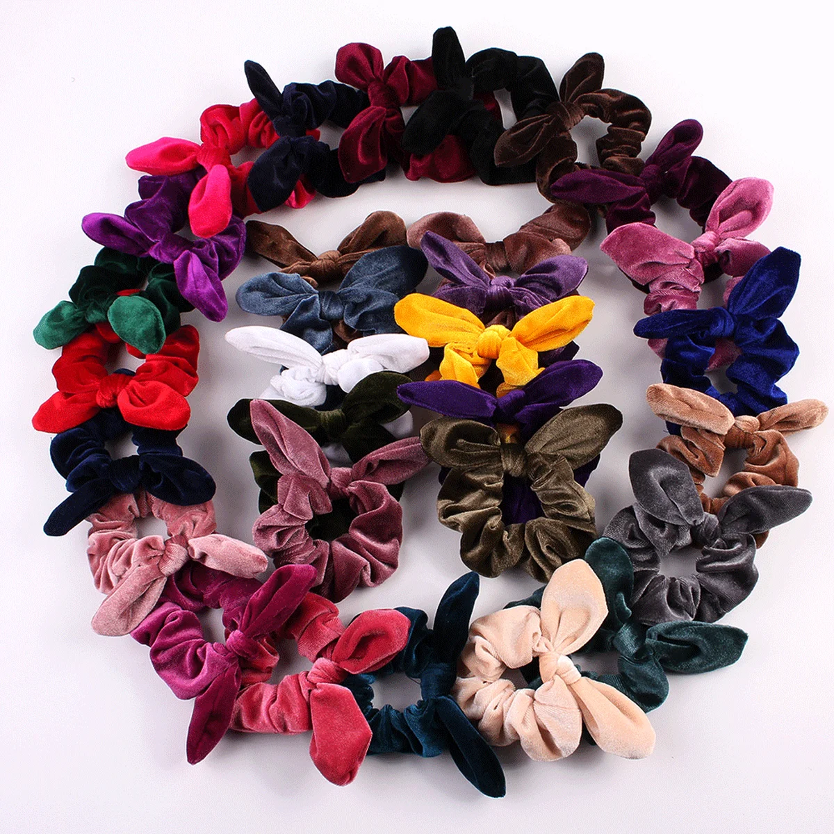 

ZVZO Luxury Women Cute Girl Bunny Ears Scrunchie Hair Rope Velvet Hair Tie Bows Elastic Ponytail Holder Bands Hair Accessories