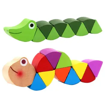 

Colorful Wooden Caterpillar Puzzles Jigsaw Kids Learning Educational Toy