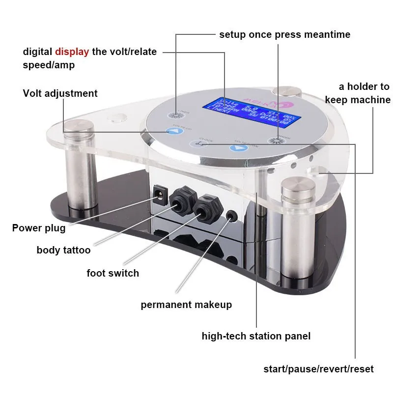 Профессиональный Перманентный макияж набор Перманентный макияж ручка ЖК Питание контроллер питания ножной переключатель+ 50 игл