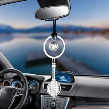 

Car Pendant Tennis racket ball Fashion Ornaments Charms Rearview Mirror Decoration Hanging Auto Decor Cars Accessories Styling