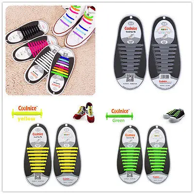 12Pc/Set Fashion Unisex Women Men Athletic Running No Tie Shoelaces Elastic Silicone Shoe Lace All Sneakers Fit Strap No tie