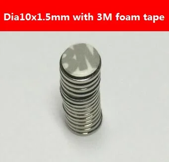 

30pcs dia10x1.5mm Brand New Disc Rare-earth Neodymium Strong Permanent Disc Magnets, one side with 3M foam adhesive