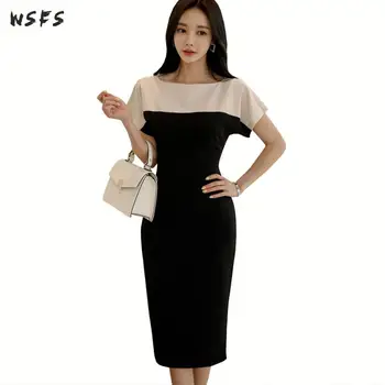 

Summer Black Dress Oneck Short Sleeve Womens Dresses Elegant Bodycon Bandage Office Ladies Sexy Party Midi Straight Wrap Dress