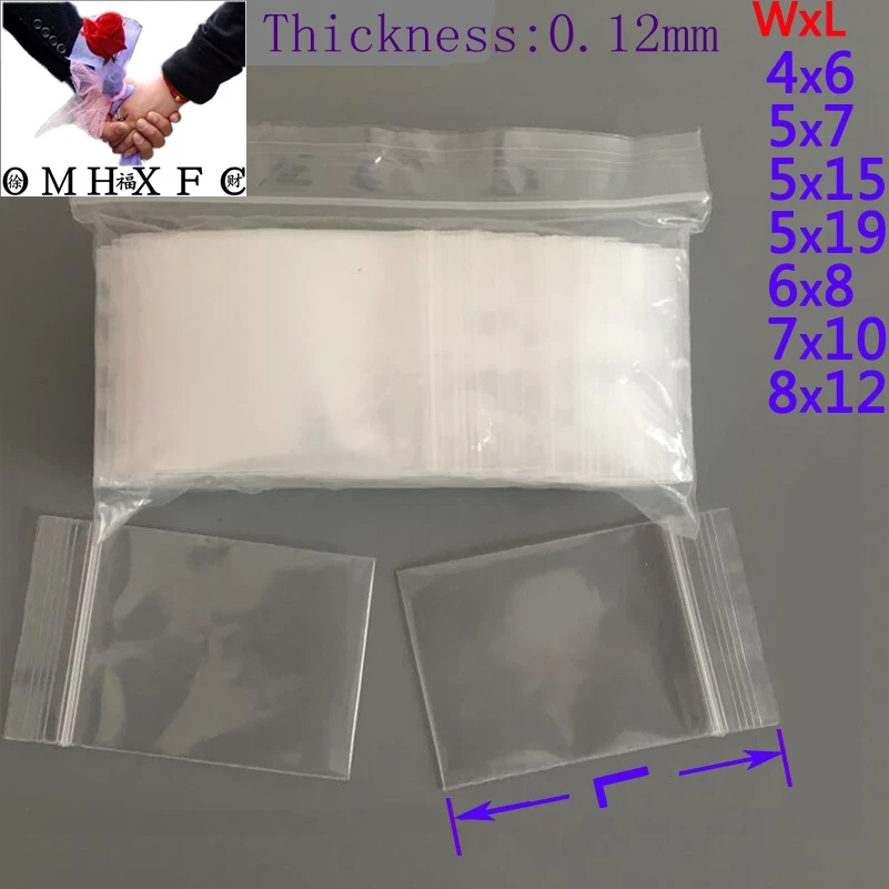 

OMH wholesale 100Pcs Transparent Zip lock Poly Zipper Sealing Resealable Clear Bag Small Pouches Packing BZ13