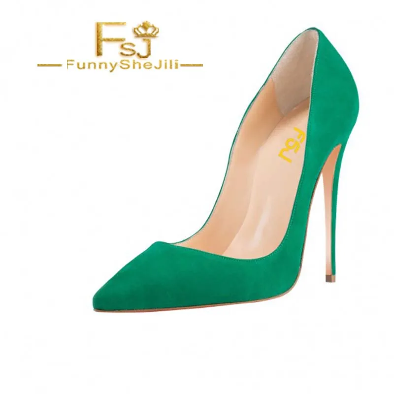 green pointy pumps
