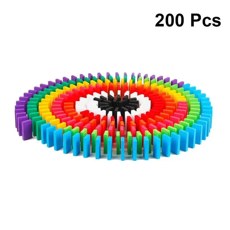 200 шт. домино кирпичи деревянные радужные цветные Ранние развивающие строительные блоки детские игровые Игрушки для детей ясельного возраста