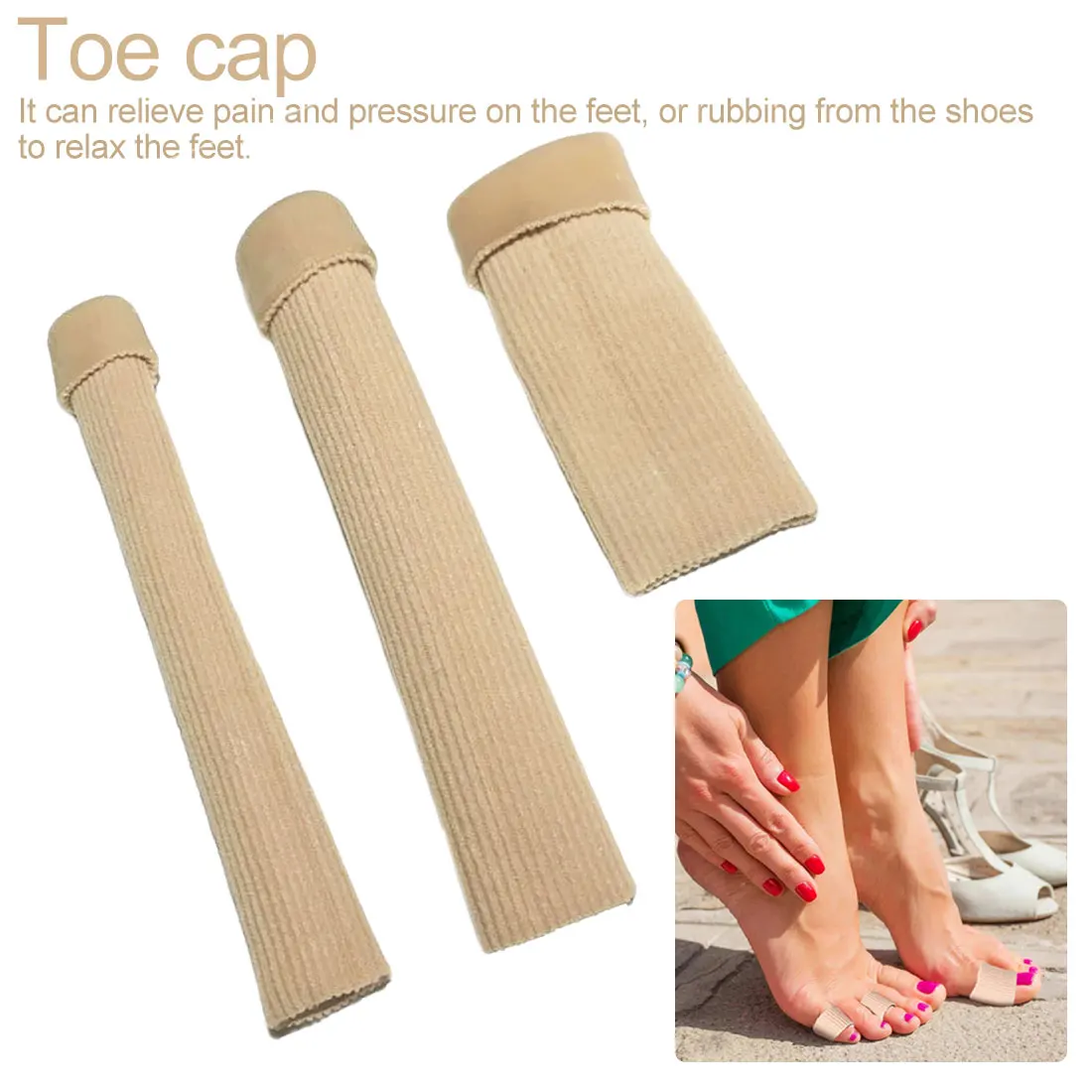 1 pces pode ser corte toe conjunto de tecido com nervuras gel tubo manga tampão para dedo martelo toe boné de proteção para o cuidado do dedo