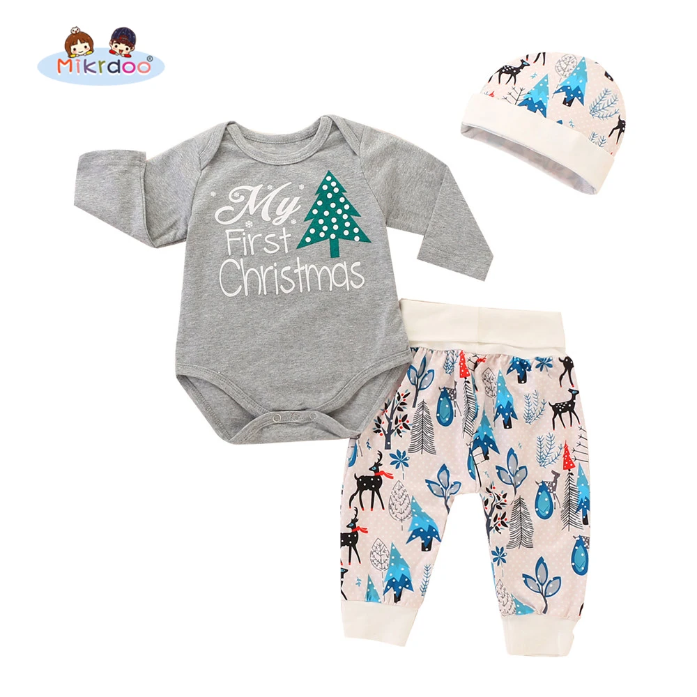 Newborn Infant Baby Christmas Clothes Set My First Christmas Letter
