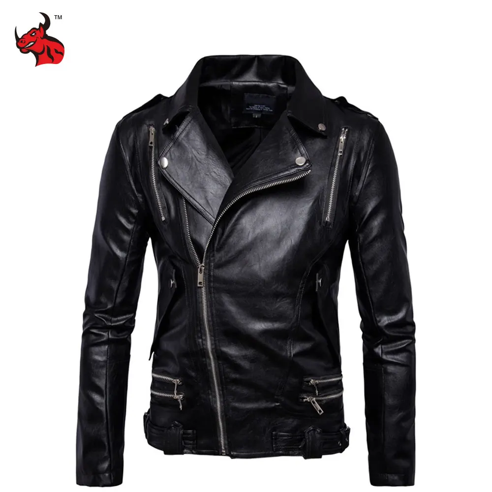 New Retro Vintage Motorcycle Jacket Mens Spring Autumn PU Leather Sash Zipper Biker Punk Classic Turn Down Collar New Retro Vintage Motorcycle Jacket Mens Spring Autumn PU Leather Sash Zipper Biker Punk Classic Turn Down Collar