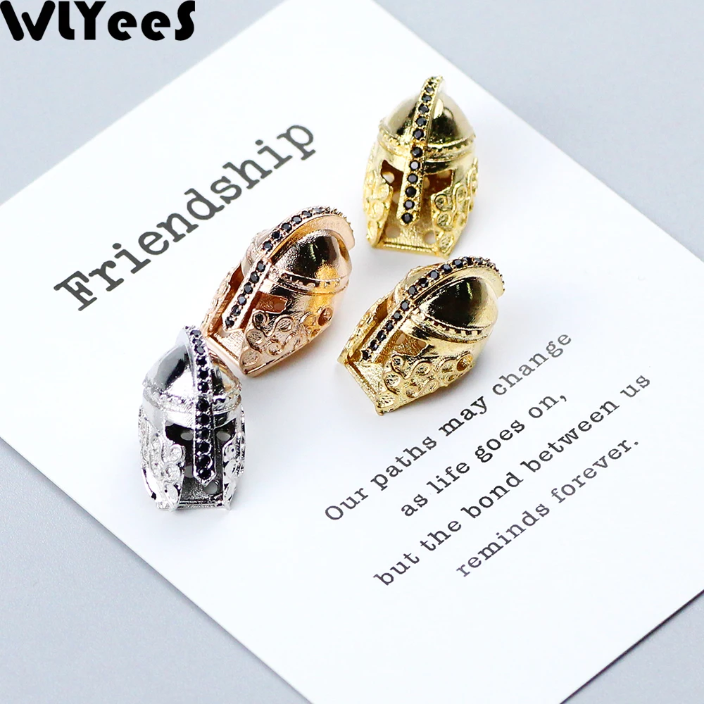 

WLYeeS 2pcs Spartan helmet Copper beads 12mm Gold/Rose Gold/Silver/Black Charm Metal Loose beads For Jewelry bracelet making DIY