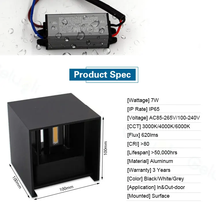Conduziu a Luz de Parede para Cima e para Baixo Conduziu a Lâmpada de Parede Iluminação Exterior Conduzida Cubo Impermeável Ajustável Ip65 Jardim Preto Branco Cinza 100-240 v 16 High Quality waterproof outdoor lighting