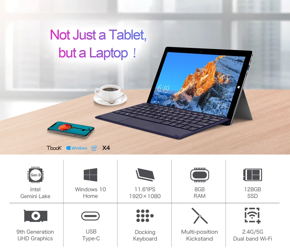 Teclast X4 планшетный ПК с клавиатурой 11,6 дюймов 1920x1080 Windows 10 Intel Gemini Lake N41008GB ram 128GB SSD HDMI Dual Wifi USB