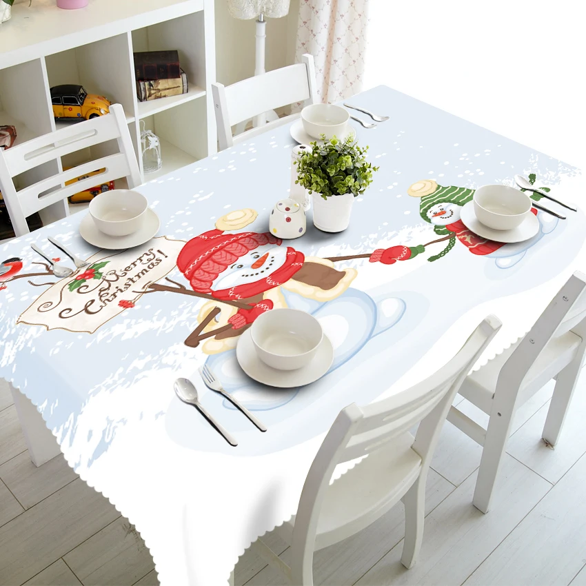 New Year Christmas Tablecloth Kitchen Dining Table Decorations Home Rectangular Party Table Covers Christmas Ornaments Home