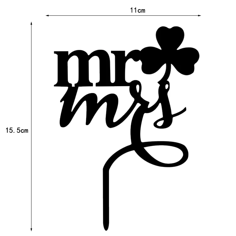 100pcs/lot Creative MR&MRS with leaf design wedding cake inserted card Wedding Cake Topper Party Cake Decorations