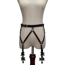 Сексуальный женский мужской PU пояс для чулок с бантиком ручной работы панк костюм наряд O-круглый пояс с 4 подтяжками