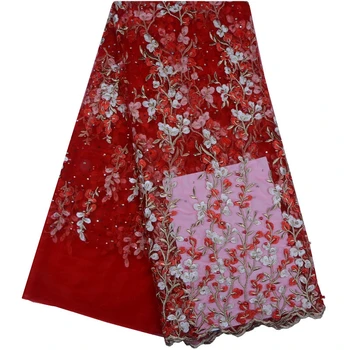 

New Fashion French Tulle Net Lace With Stones For Party Dress Wholesale Beaded French Net Lace With Rhinestones For Women 1103B