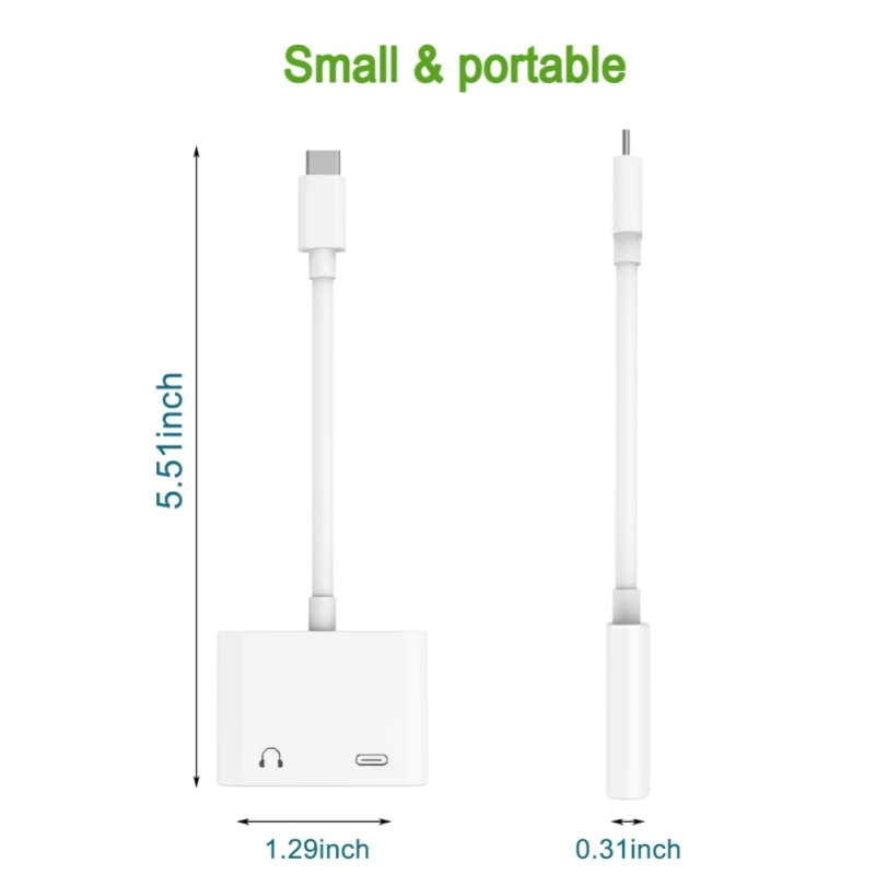 

Dual Type-C Adapter Digital Music Audio Converter Connector For Smartphones Fast Charging Charger Audio Cable Splitter Converter