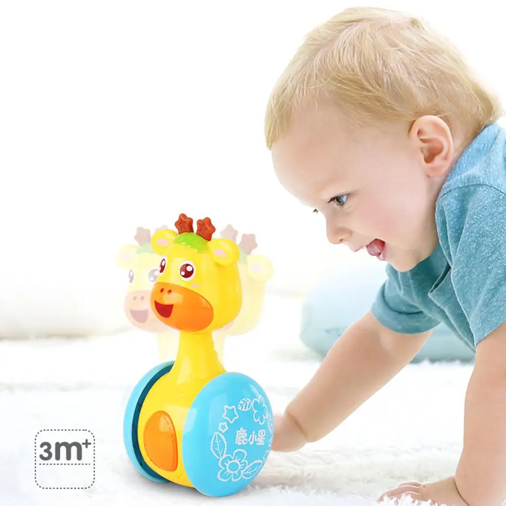 

None Cartoon Giraffe Tumbler Doll Roly-poly Baby Toys Cute Rattles Ring Bell Newborns 3-12 Month Early Educational Toy