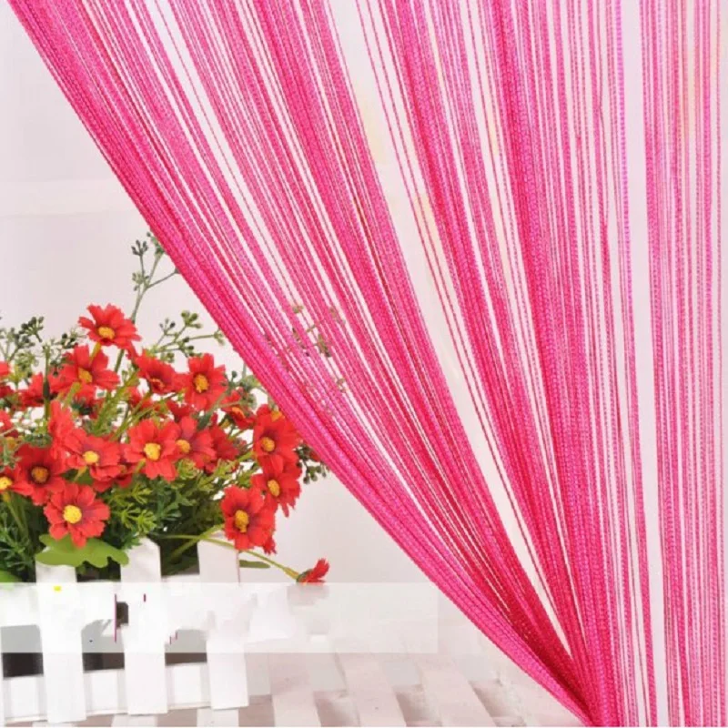 

1M*2M Line Curtains Solid Color Window Blind Valance Room Divider Party Wedding Decoration Pink Red Green Home Decor