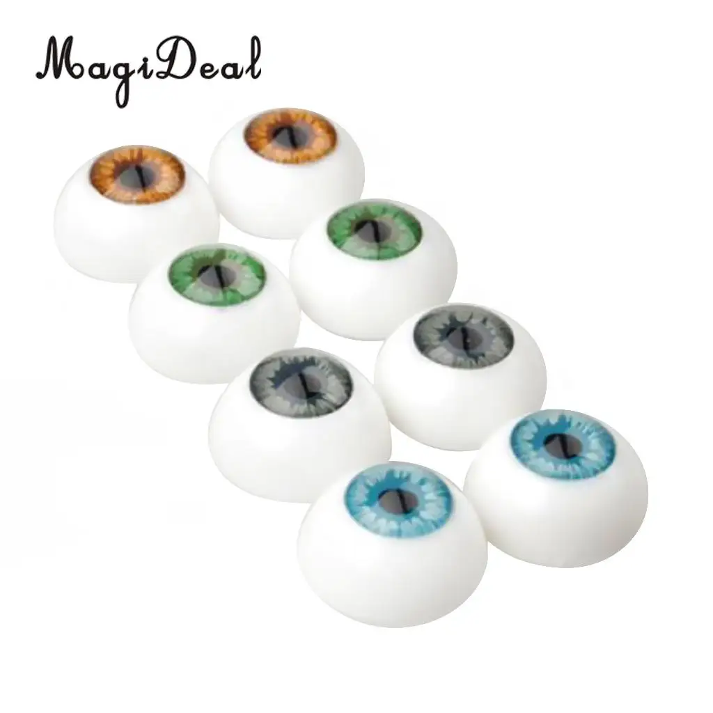 MagiDeal 8Pcs/Set Half Round Hollow Acrylic Doll Dollfie Eyes Eyeballs for Dolls Plush Animal DIY Craft Toy 16mm