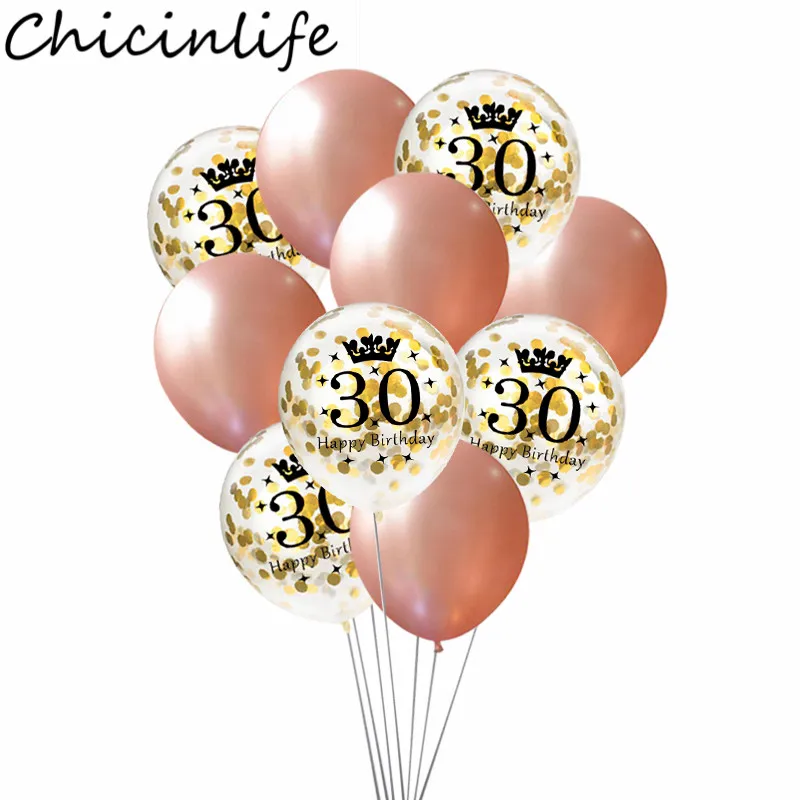 Chicinlife 12 дюймов розовое золото 30 40 50 лет конфетти воздушные шары для взрослых с