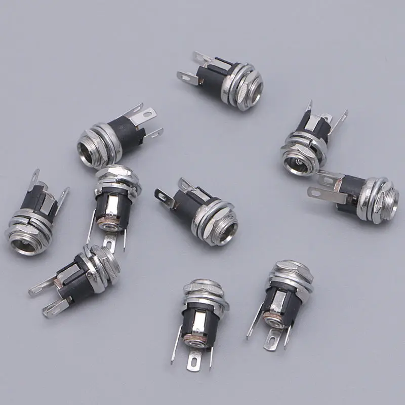 

10Pcs DC Power Supply Jack Socket Female Panel Mount Connector 5.5*2.1mm for switch