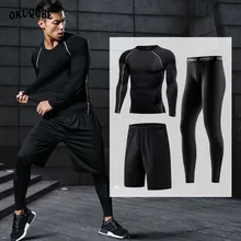 Мужская спортивная одежда, дышащие быстросохнущие спортивные костюмы, компрессионная одежда для тренажерного зала, фитнеса, тренировок, занятий спортом, бега, набор для мужчин